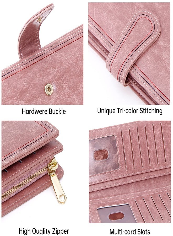 YOUBDM Leather Wallets for Women Large Capacity Credit Card Holder Ladies Travel Clutch Purse Bifold Oil Wax Wallet with Zipper Pocket - Image 4
