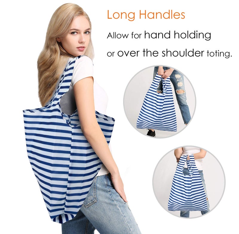 BeeGreen Reusable Foldable Shopping Totes with Handles,12 Pack Heavy Duty Polyester Fabric Geometry Grocery Bags, Large Fashion Reusable Bags for Travel & Groceries, Washable Clothâ€‹ Bag Bulk - Image 4