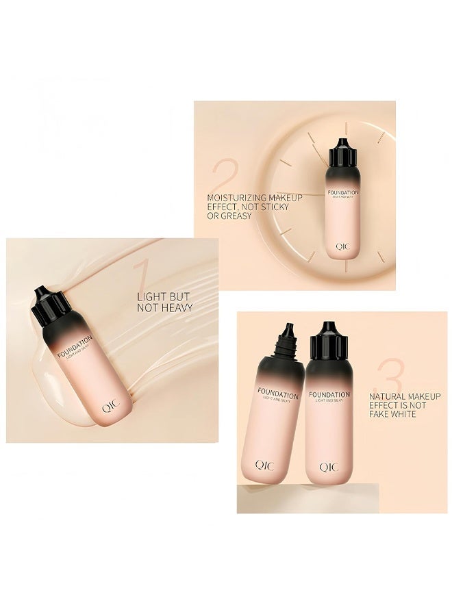 كيو اي سي كريم أساس كريم مكياج خفيف وحريري كريم أساس معصوم 24 ساعة كريم أساس فريش وير تغطية كاملة طويل الأمد بدون وزن ناعم مقاوم للماء رطب وشفاف 30 جم (M01 عاجي) - Image 5