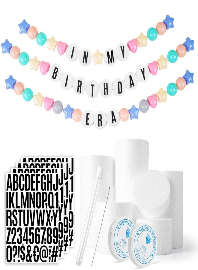 Gogoso Giant Friendship Bracelet Banner for DIY Customizable Birthday Garland with Foam Circles & Plastic Balls for My Birthday Era Singer Celebration (Macaron) - Image 1