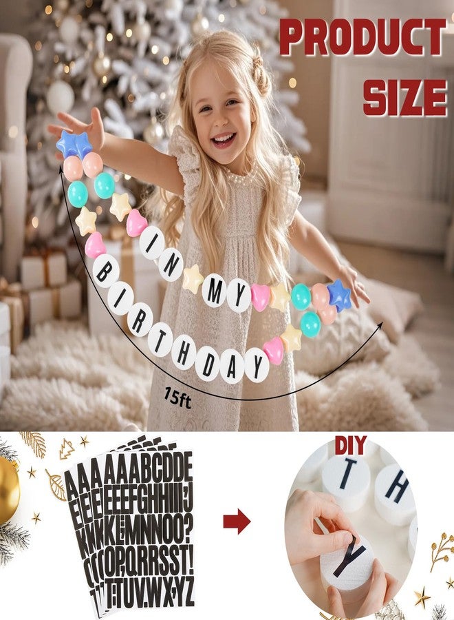 Gogoso Giant Friendship Bracelet Banner for DIY Customizable Birthday Garland with Foam Circles & Plastic Balls for My Birthday Era Singer Celebration (Macaron) - Image 3