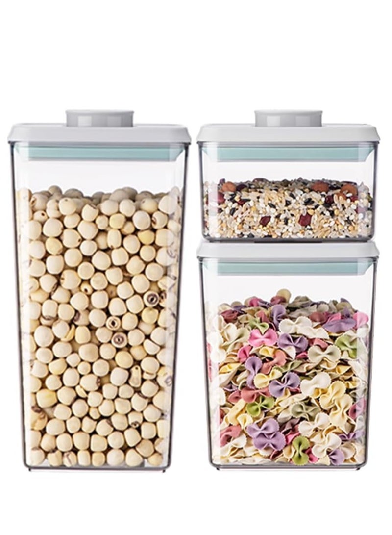 أنكو مجموعة حاويات تخزين الطعام الفاخرة المحكمة الإغلاق من Ankou مع أغطية، 3 قطع من حاويات المشروبات الغازية لتنظيم مخزن المطبخ، حاويات تخزين مطبخ قابلة للتكديس خالية من مادة BPA للحبوب والدقيق والسكر، 3 أحجام: (1800 مل، 1200 مل، 500 مل) - Image 1