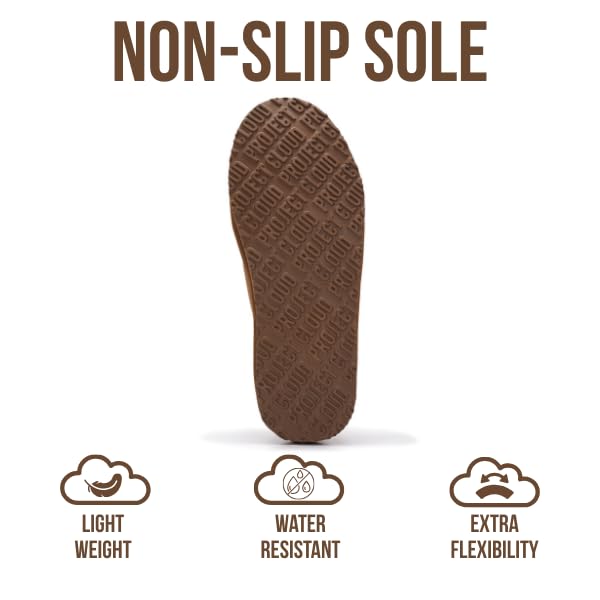 Project Cloud Mens Slippers 100% Genuine Leather & Australian Shearling Lining Furry House Slippers for Men with Memory Foam Insole - Lightweight and Non-Slip Mens Shoes (Unwind,CHSTNUTSDE,8) - Image 4