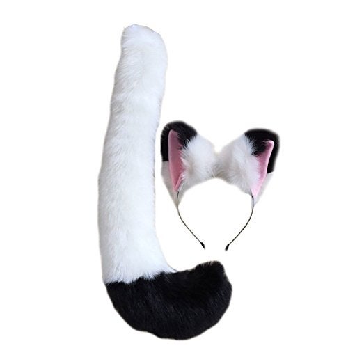 Song Qing Party Cosplay Costume Cat Fox Ears Faux Fur Hair Hoop Headband + Tail Set - Image 5