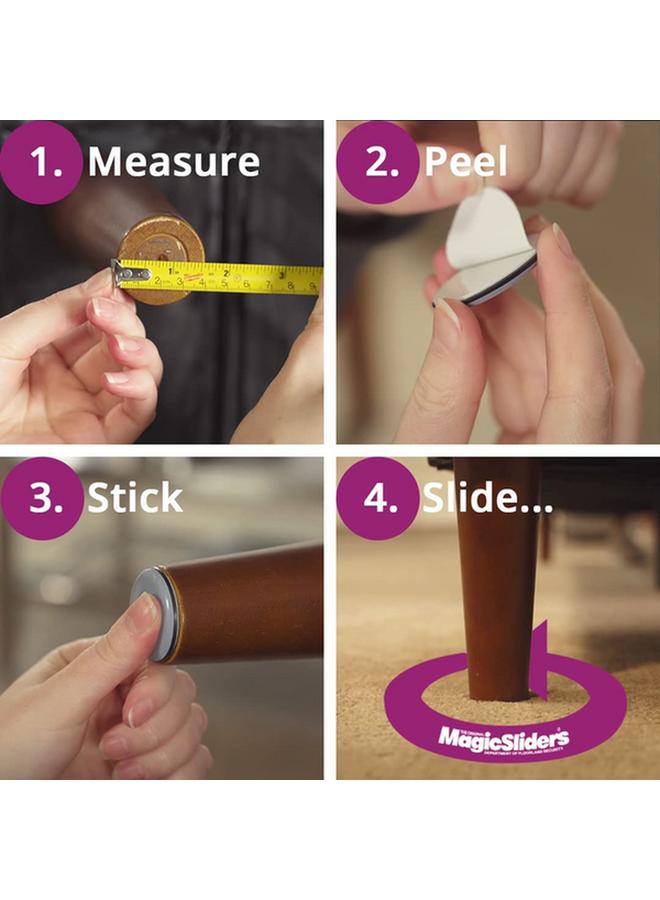 Magic Sliders 4-Piece Adhesive Sliding Discs Grey 45mm - Image 3