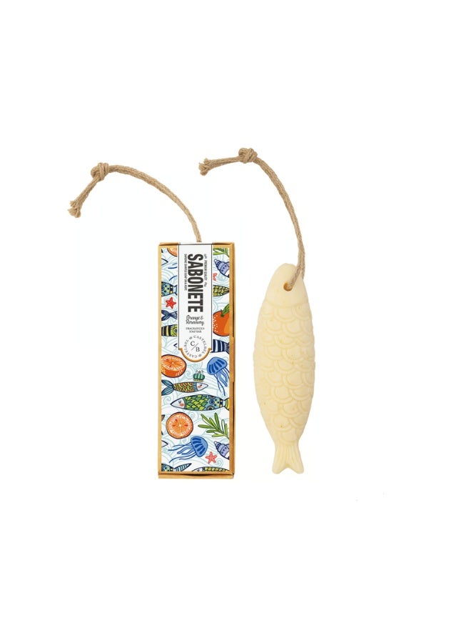 كاستيلبل صابون كاستيلبيل على شكل سردين على حبل بالبرتقال وإكليل الجبل 80 جرام - Image 1