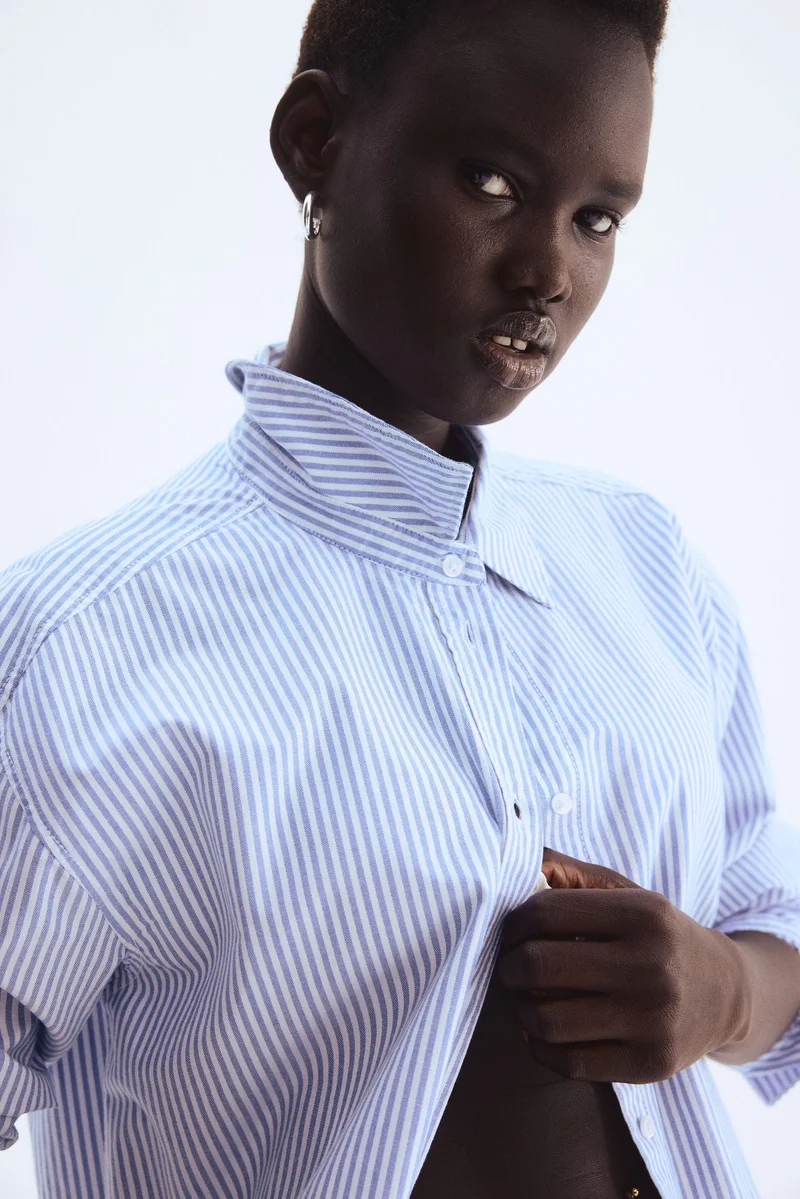 اتش اند ام قميص أكسفورد فضفاض