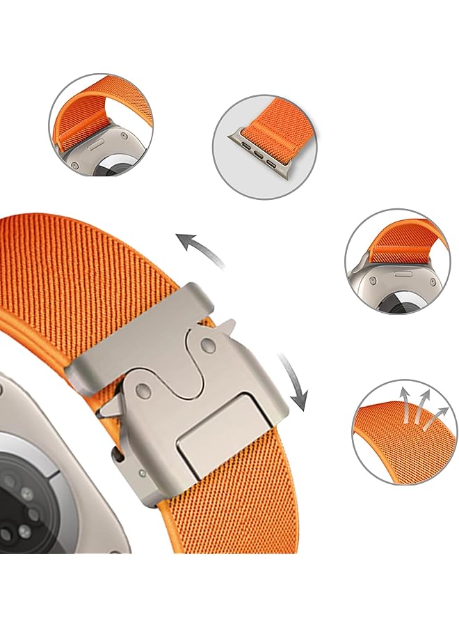 Dado Nylon Band Compatible With Watch Series 10 Ultra 2 9 8 Ultra 8 7 6 Se Elastic Nylon Strap With Double Button Clasp - Image 2