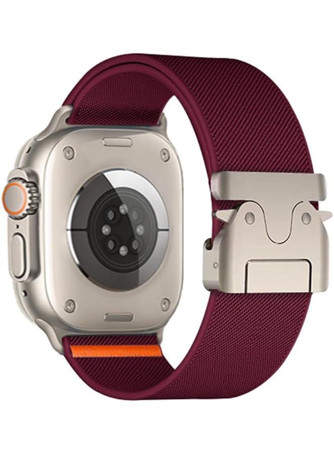 Dado Nylon Band Compatible With Watch Series 10 Ultra 2 9 8 Ultra 8 7 6 Se Elastic Nylon Strap With Double Button Clasp - Image 1