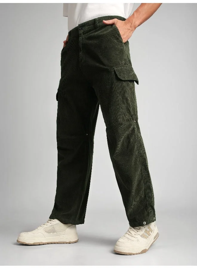 Beyoung Olive Oversize Corduroy Cargo Pants