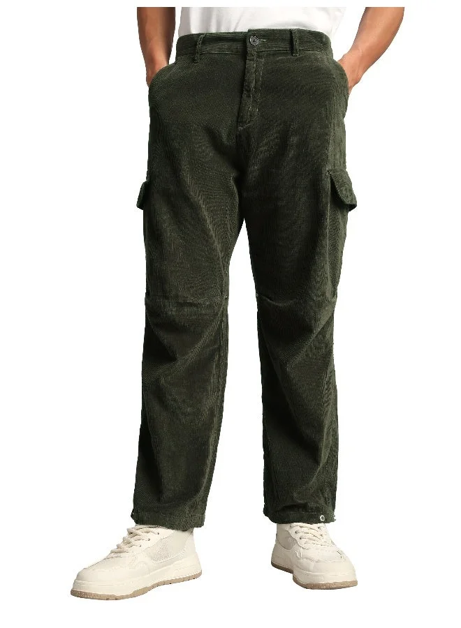 Beyoung Olive Oversize Corduroy Cargo Pants