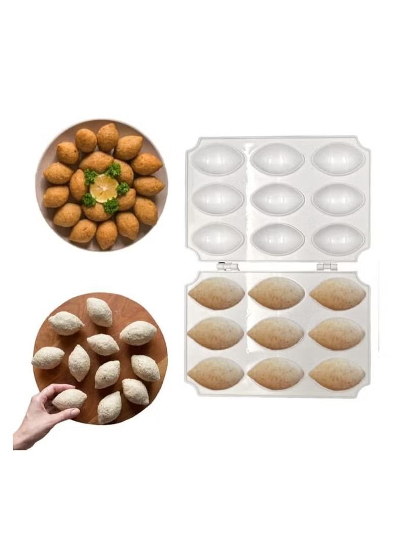 فجالرافن صانع الكبة، قالب كرات اللحم، قالب صانع الكبة، أداة ضغط يدوية بلاستيكية، أدوات المطبخ لصنع الكبة المقلية (9 قطع) - Image 1