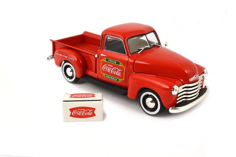 Coca-Cola 1/43 1953 Chevy Pickup with Metal Cooler, Collectible - Image 1