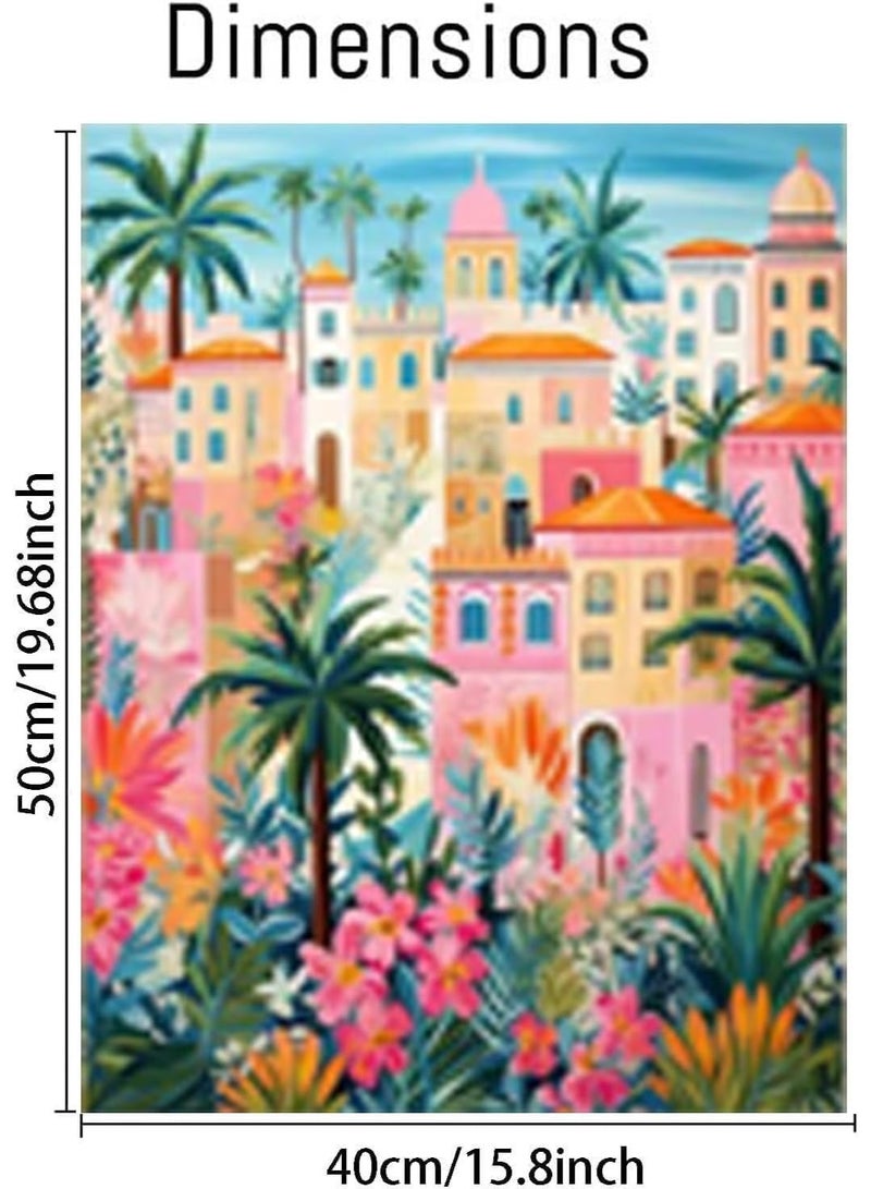 ChicAbode Paint by Numbers Kit for Adults – Colorful Tropical Town with Palm Trees and Flowers, 40x50cm DIY Acrylic Painting on Canvas with Assembly Frame for Wall Art Decoration - Image 2