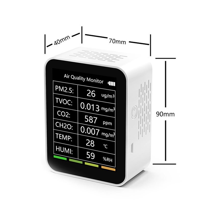 Tuya WiFi Portable Home Office Indoor Desktop Air Quality Detector 6 In 1 Multifunctional Detector PM2.5 TVOC CO2 CH2O Temperature Humidity Detecting Intelligent Linkage Mobilephone APP Remotes - Image 5