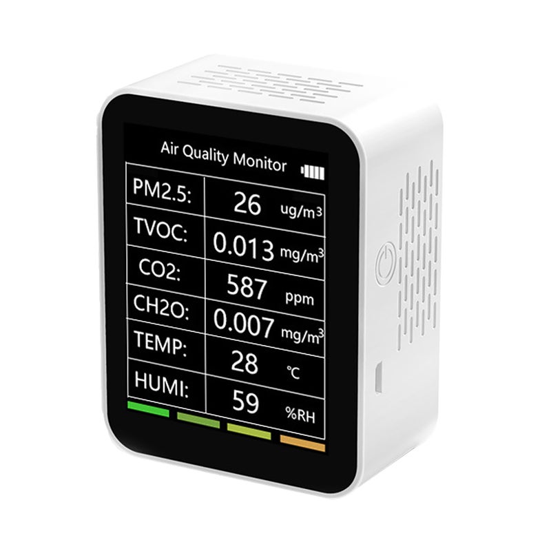 Tuya WiFi Portable Home Office Indoor Desktop Air Quality Detector 6 In 1 Multifunctional Detector PM2.5 TVOC CO2 CH2O Temperature Humidity Detecting Intelligent Linkage Mobilephone APP Remotes - Image 1