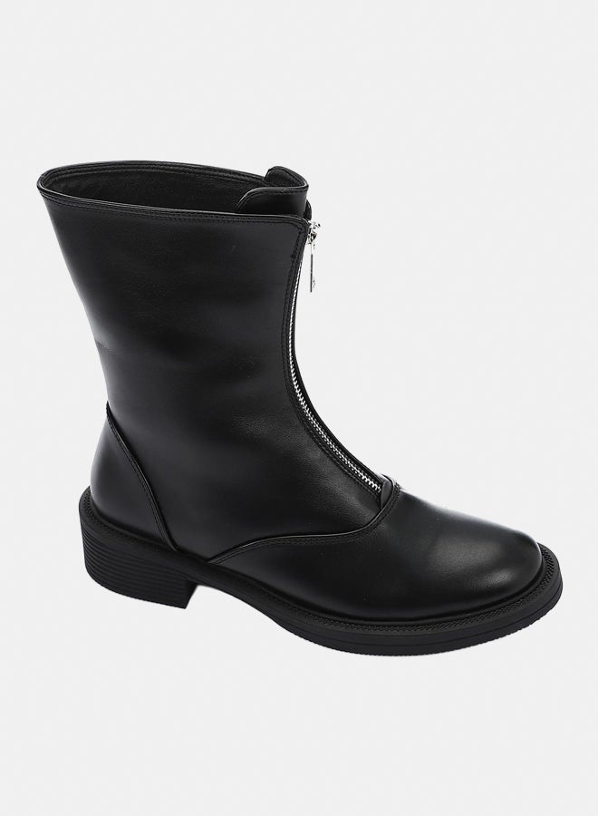 XO Style Leather Ankle Boot - Black 3CM - Image 1