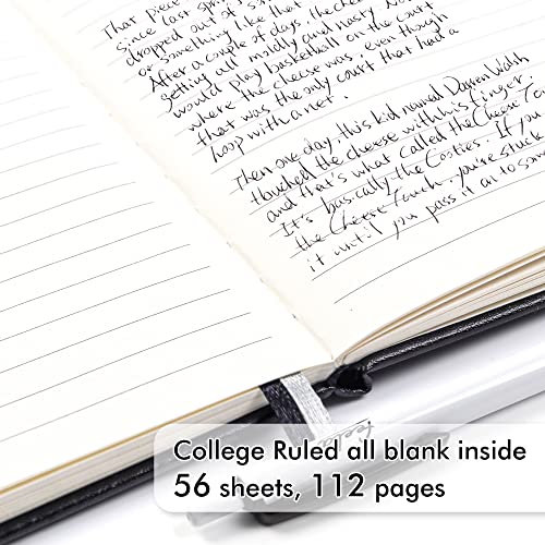 feela 3 Pack Pocket Notebook Journals with 3 Black Pens, A6 Mini Cute Small Journal Notebook Bulk Hardcover College Ruled Notepad with Pen Holder for Office School Supplies, 3.5”x 5.5”, Black - Image 3