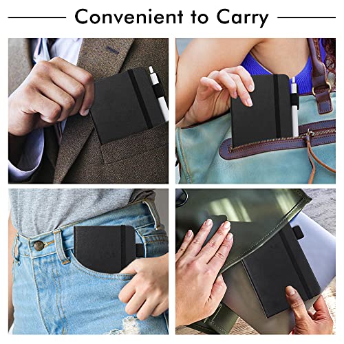 feela 3 Pack Pocket Notebook Journals with 3 Black Pens, A6 Mini Cute Small Journal Notebook Bulk Hardcover College Ruled Notepad with Pen Holder for Office School Supplies, 3.5”x 5.5”, Black - Image 5