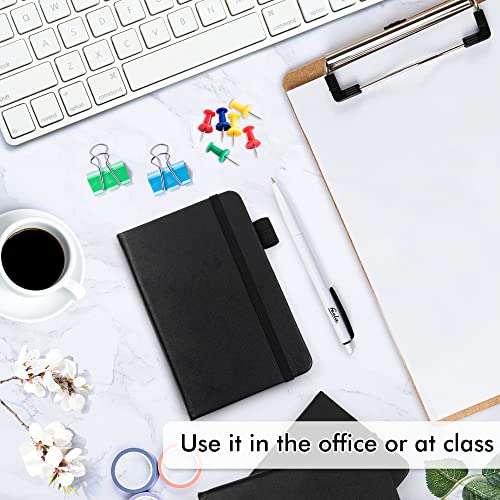 feela 3 Pack Pocket Notebook Journals with 3 Black Pens, A6 Mini Cute Small Journal Notebook Bulk Hardcover College Ruled Notepad with Pen Holder for Office School Supplies, 3.5”x 5.5”, Black - Image 4