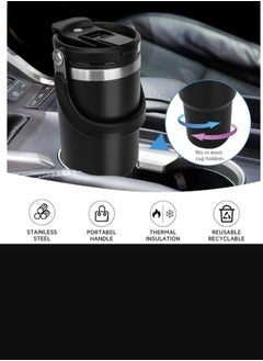 TYESO 30 oz Tumbler with Handle and Straw Lid, Insulated Stainless Steel Double Walled Vacuum Water Bottle for Office, Home, Sport or Car, Travel Mug (Black)  - Image 3
