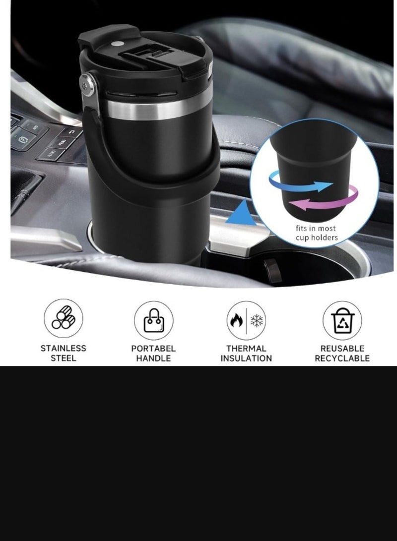 TYESO 30 oz Tumbler with Handle and Straw Lid, Insulated Stainless Steel Double Walled Vacuum Water Bottle for Office, Home, Sport or Car, Travel Mug (Black) - Image 3