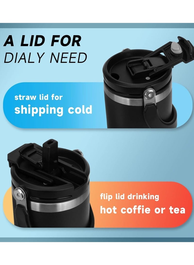 TYESO 30 oz Tumbler with Handle and Straw Lid, Insulated Stainless Steel Double Walled Vacuum Water Bottle for Office, Home, Sport or Car, Travel Mug (Black) - Image 4