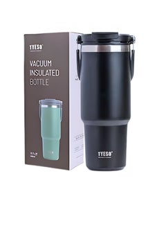 TYESO 30 oz Tumbler with Handle and Straw Lid, Insulated Stainless Steel Double Walled Vacuum Water Bottle for Office, Home, Sport or Car, Travel Mug (Black)  - Image 1