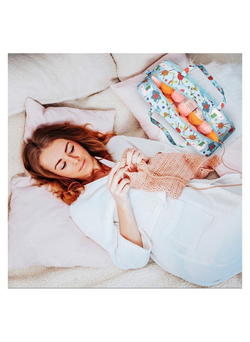 SYOSI Knitting Bag Knitting Bags for Wool and Needles Storage With Handy Compartment Crochet Bag with Side Pocket Knitting Organizer Lightweight for Extra Long Knitting Needles and Hooks - Image 3