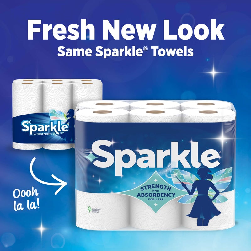 Sparkle Pick-A-Size Paper Towels, 6 Double Rolls (660 Sheets Total) - Strong 2-Ply Towels for Kitchen Cleanup and Everyday Messes - Image 4