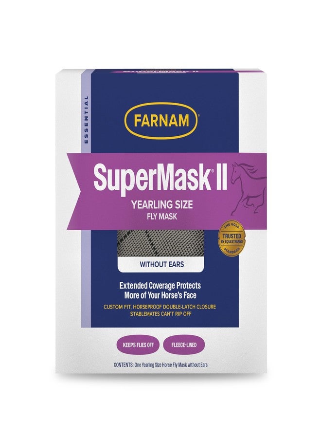 Farnam SuperMask II horse fly mask without ears, extended coverage, protects eyes from insects and debris, adjustable throat latch, Yearling size - Image 1
