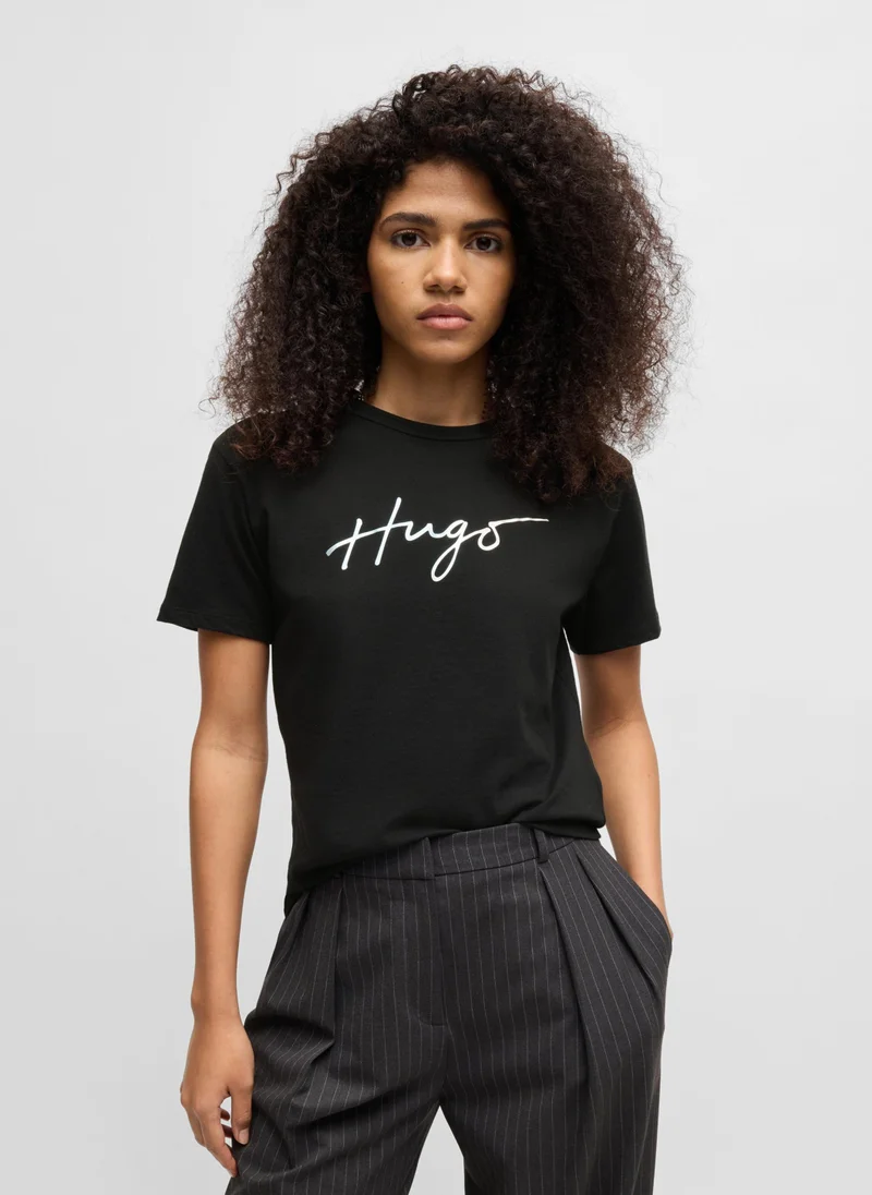 HUGO Crew-neck T-shirt in cotton with seasonal print