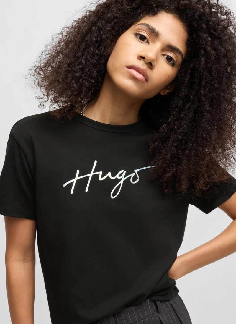 HUGO Crew-neck T-shirt in cotton with seasonal print