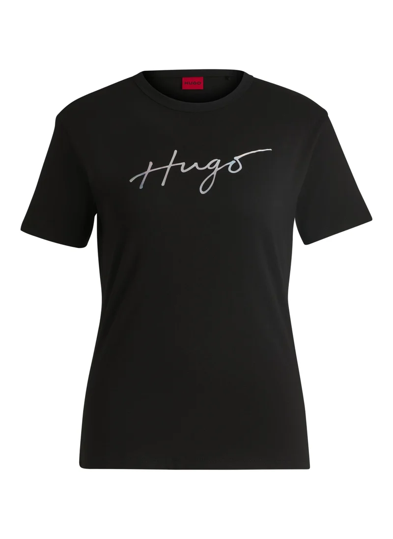 HUGO Crew-neck T-shirt in cotton with seasonal print