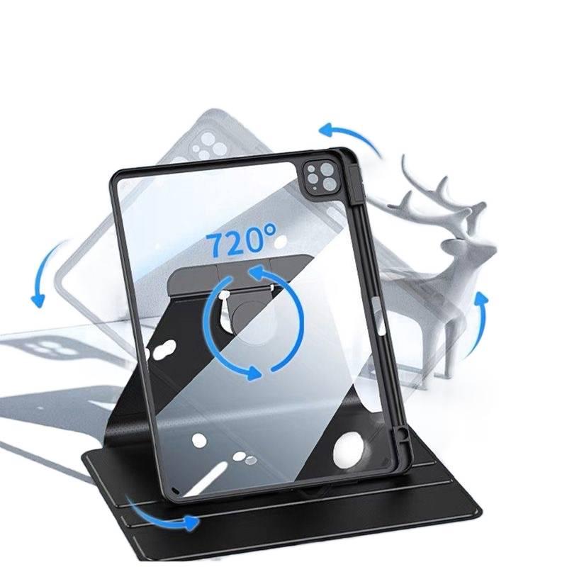 حافظة آيباد دوارة متوافقة باللون بنفسجي مع iPad 10th Gen / iPad 10.2 مع حامل قلم للاستخدام الخارجي سهل الحمل للتخزين العملي - Image 3