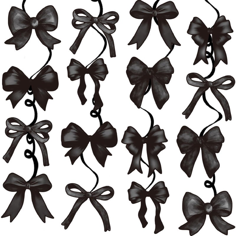 Haptda Black Bow Hanging Swirls Black Bows Banner Garland for Shes Tying The Knot Bridal Shower Decor Coquette Theme Birthday Party Decorations - Image 1