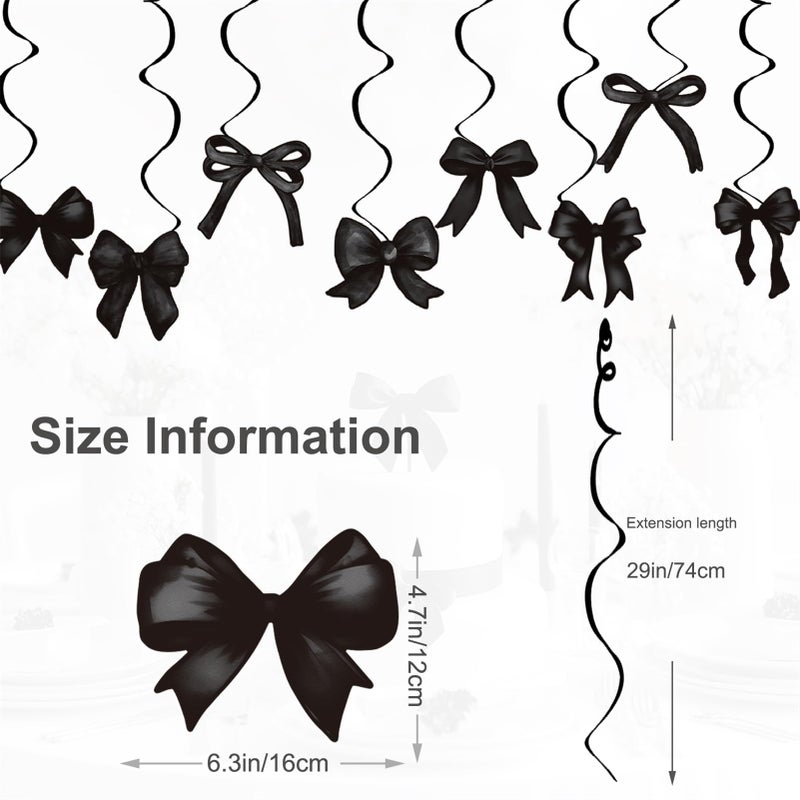 Haptda Black Bow Hanging Swirls Black Bows Banner Garland for Shes Tying The Knot Bridal Shower Decor Coquette Theme Birthday Party Decorations - Image 4