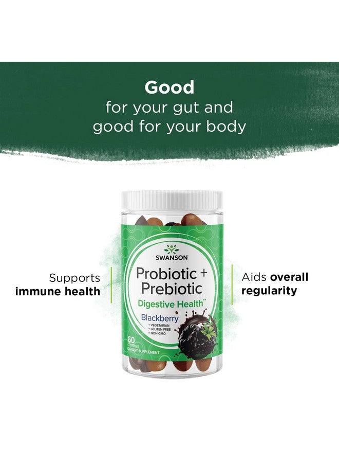 Swanson Probiotic + Prebiotic Gummies - Digestive Support Supplement Promoting Digestive Function & Bowel Regularity - Helps to Support Immune Health - (BlackBerry, 60 Gummies) - Image 2