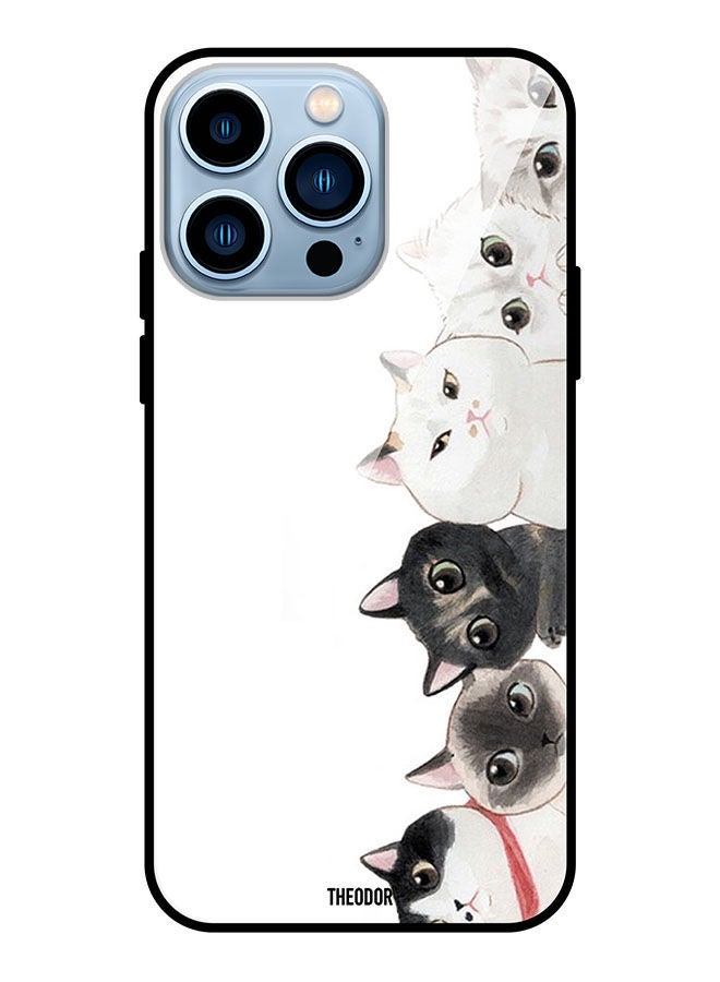 Theodor Protective Tempered Glass Case Cover For Apple iPhone 13 Pro Cute Cats - Image 1