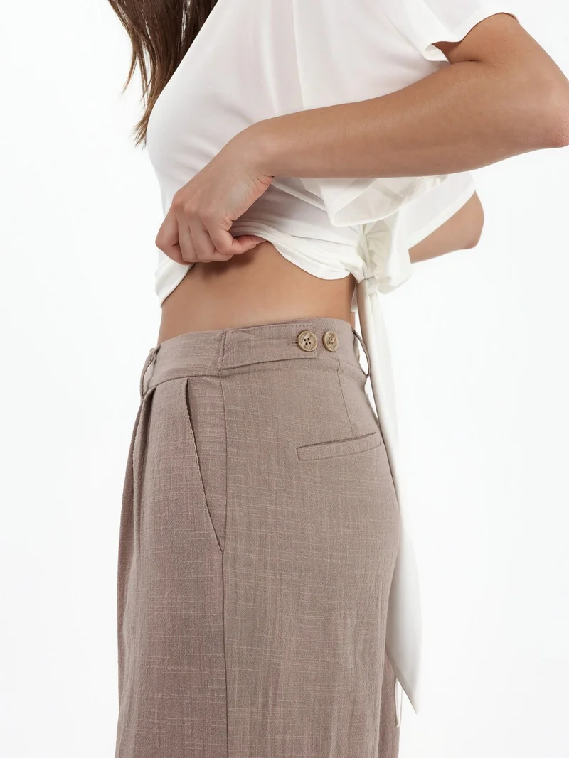 Hiccup Beaver Brown High Waist Wide Leg Palazzo Pants for Women | Best Price UAE