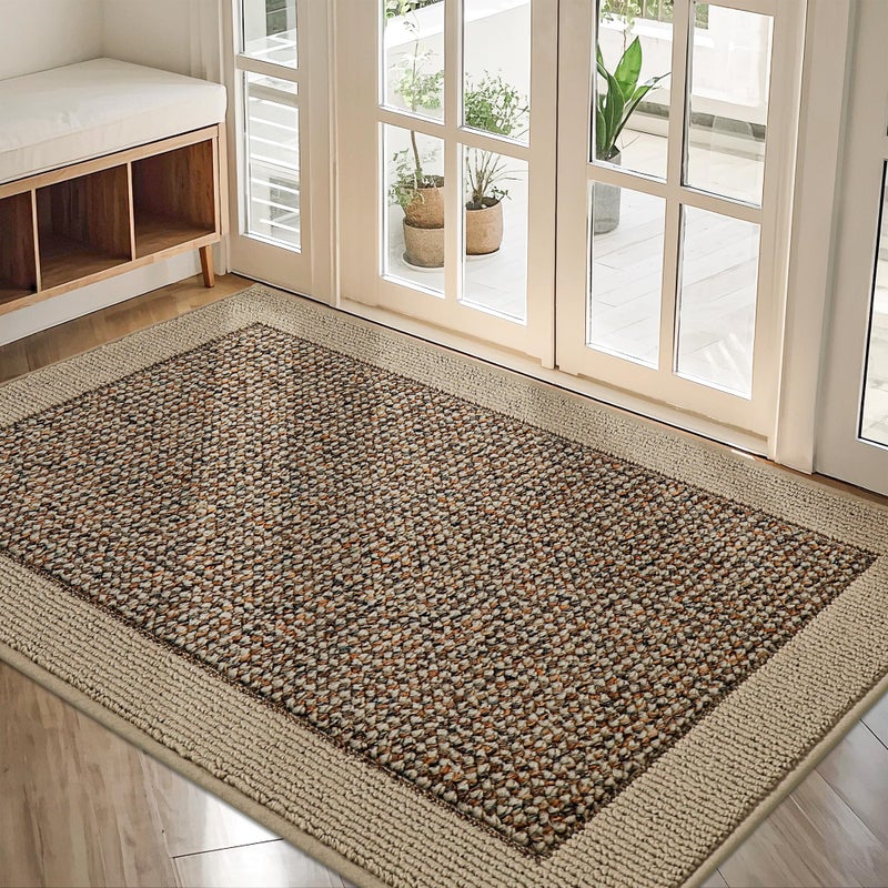 حصيرة مدخل BEQHAUSE الداخلية 32 × 48 مصيدة الأوساخ حصائر مدخل غير قابلة للانزلاق قابلة للغسل مقاومة للأوساخ ماط ترحيبي منخفض الارتفاع لمدخل الباب الأمامي والخلفي و المدخل بلون الطوب