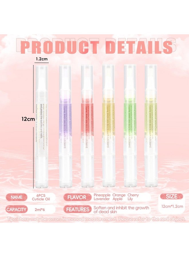 Meschett Nail Nutrition Pen6Pcs Nail Cuticle Oil Pen Set Nail Nutrition Oil Nail Care For Repairing Cracked & The Dry Cuticle (Mix Flavors) - Image 2
