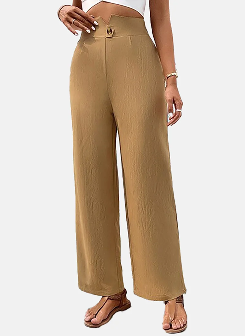 يونيكي Women Beige Flared Mid-Rise Parallel Trouser