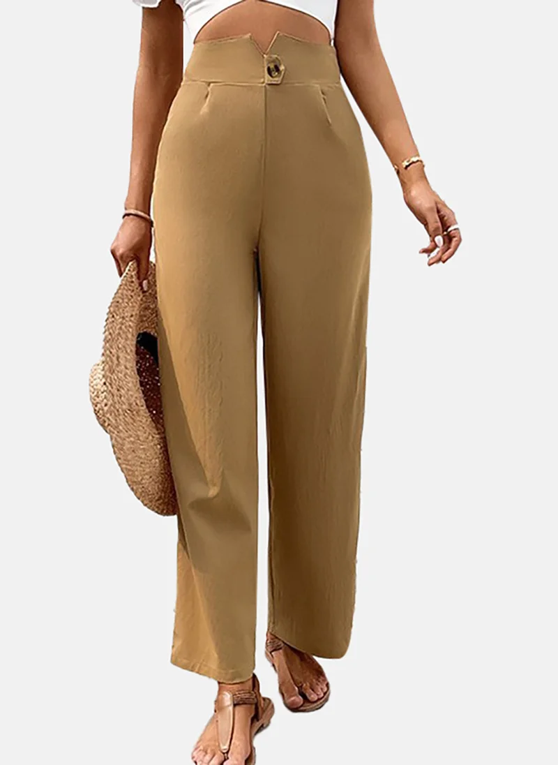 يونيكي Women Beige Flared Mid-Rise Parallel Trouser