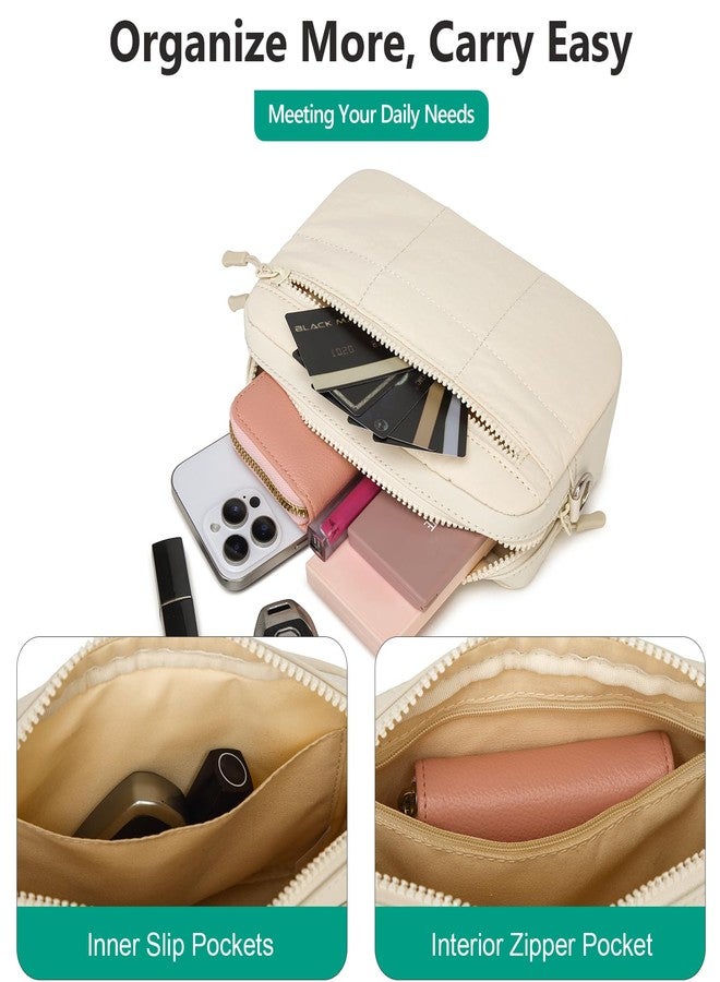 JEEHAN Quilted Crossbody Bags for women Designer Shoulder Handbags Small Purse, A09-cream White, Small - Image 5