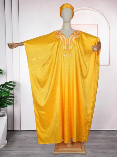 HD African EmroideryRhinestone Kaftan Dress for Women White Casual Maxi One Size Gown with Inner Adjustable Belt - Image 3