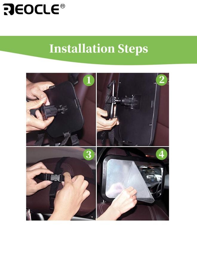 REOCLE Baby's Car Mirror with Shatterproof Design and 360° Rotation Feature Safety Rear View Mirror with Wide Angle for Infant Car Seat Monitoring - Image 5