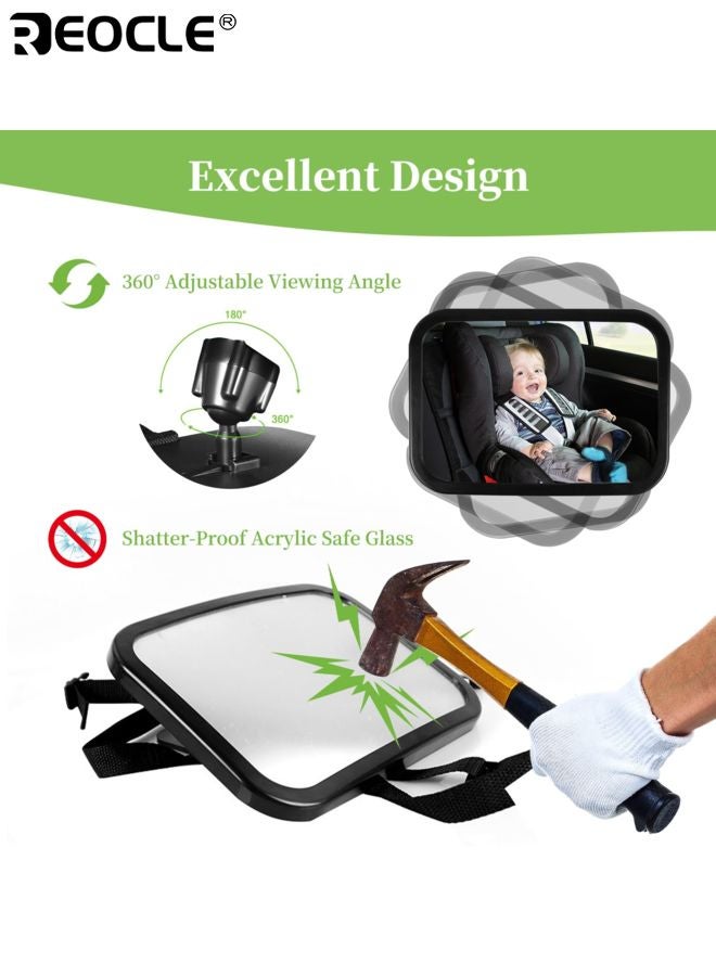 REOCLE Baby's Car Mirror with Shatterproof Design and 360° Rotation Feature Safety Rear View Mirror with Wide Angle for Infant Car Seat Monitoring - Image 3
