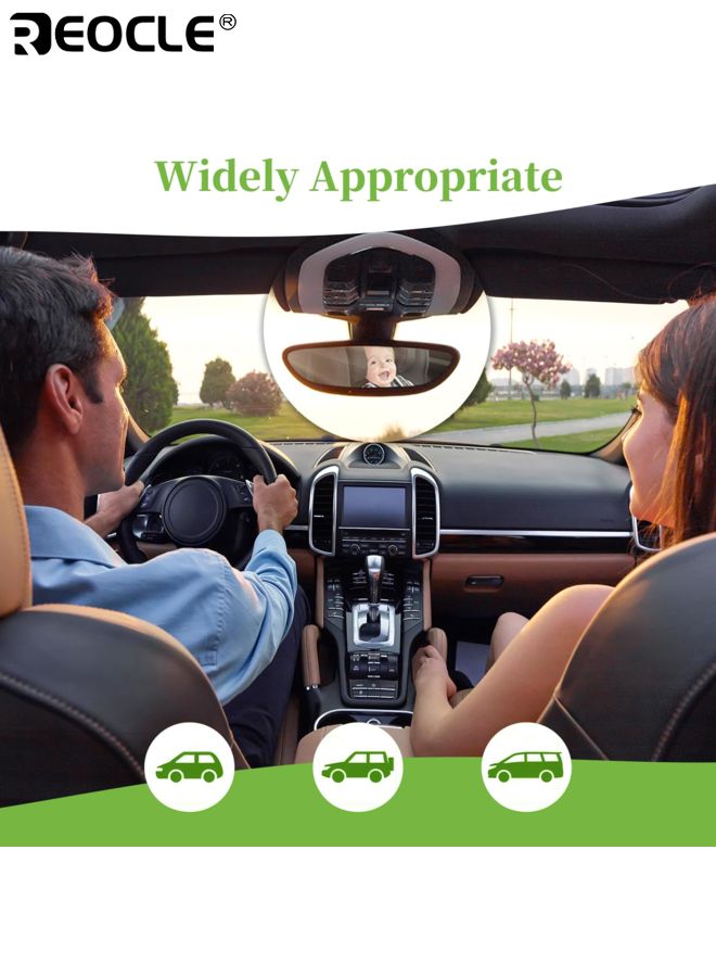 REOCLE Baby's Car Mirror with Shatterproof Design and 360° Rotation Feature Safety Rear View Mirror with Wide Angle for Infant Car Seat Monitoring - Image 2