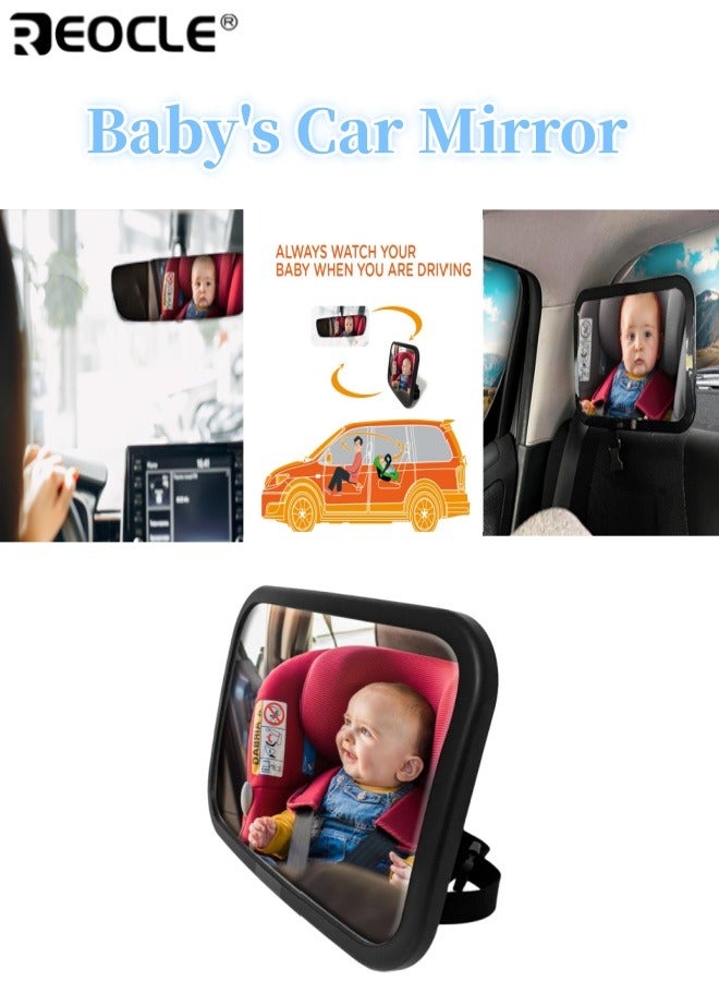 REOCLE Baby's Car Mirror with Shatterproof Design and 360° Rotation Feature Safety Rear View Mirror with Wide Angle for Infant Car Seat Monitoring - Image 1